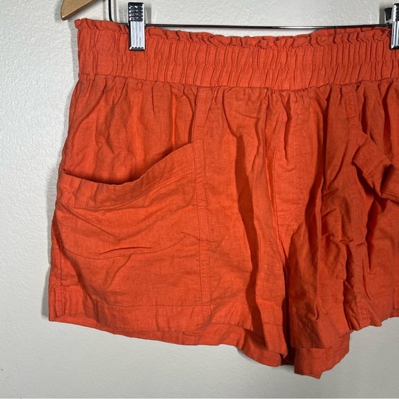 A New Day Target Orange Flowy Linen Blend Shorts Size XXL Summer Breathable - Picture 2 of 6